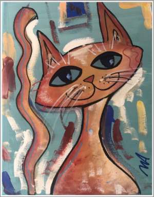 acrylic painting of a cat by Mustafa Ameen